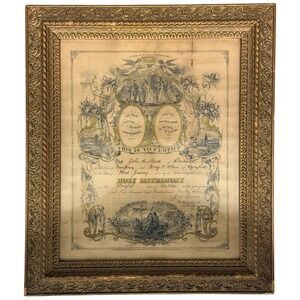 Antique 1881 Holy Matrimony Marriage Certificate John B Staats Mary E Kline NJ